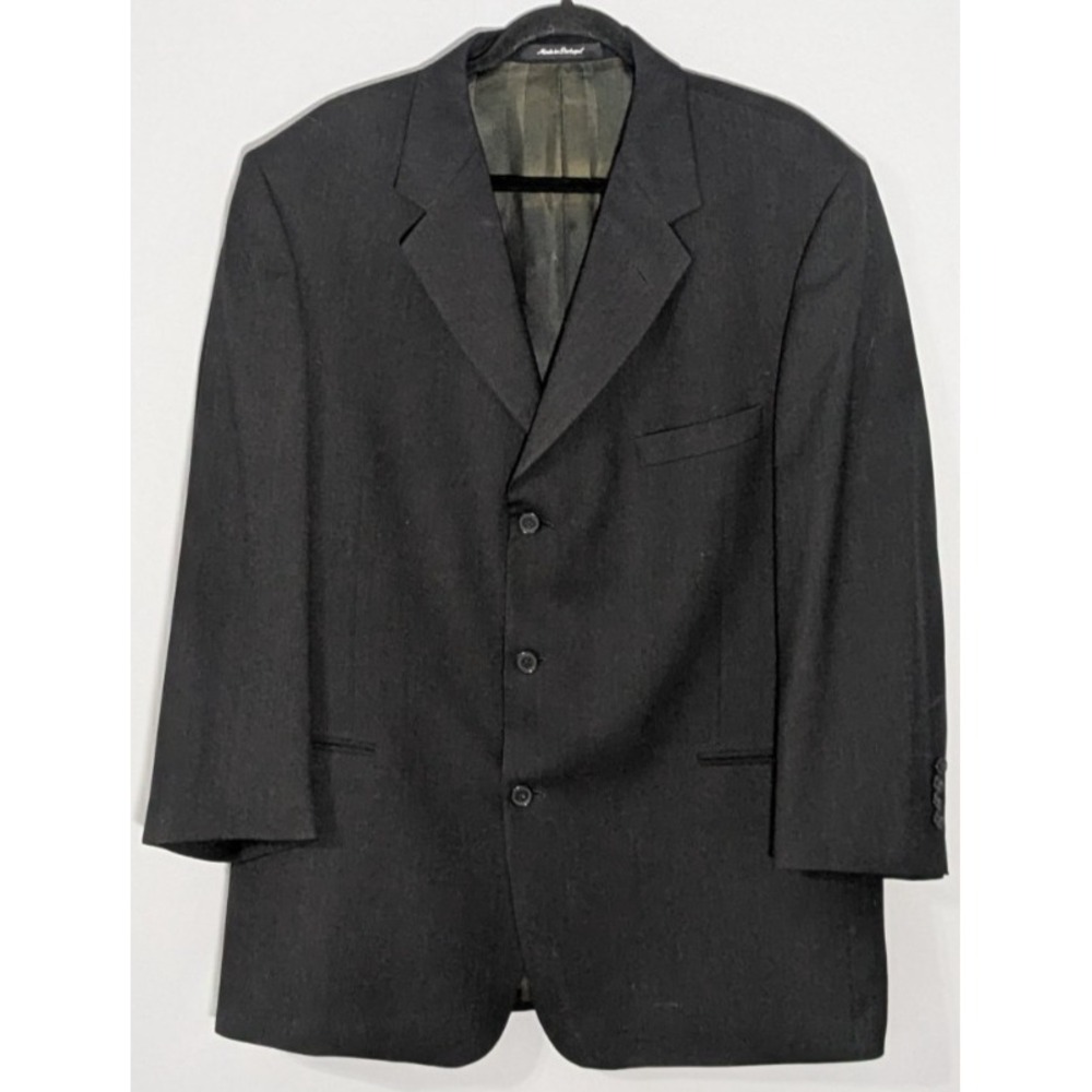 VTG Pierre Cardin Mens Blazer 46R Black 100% Wool 3 Button Sport Coat Portugal